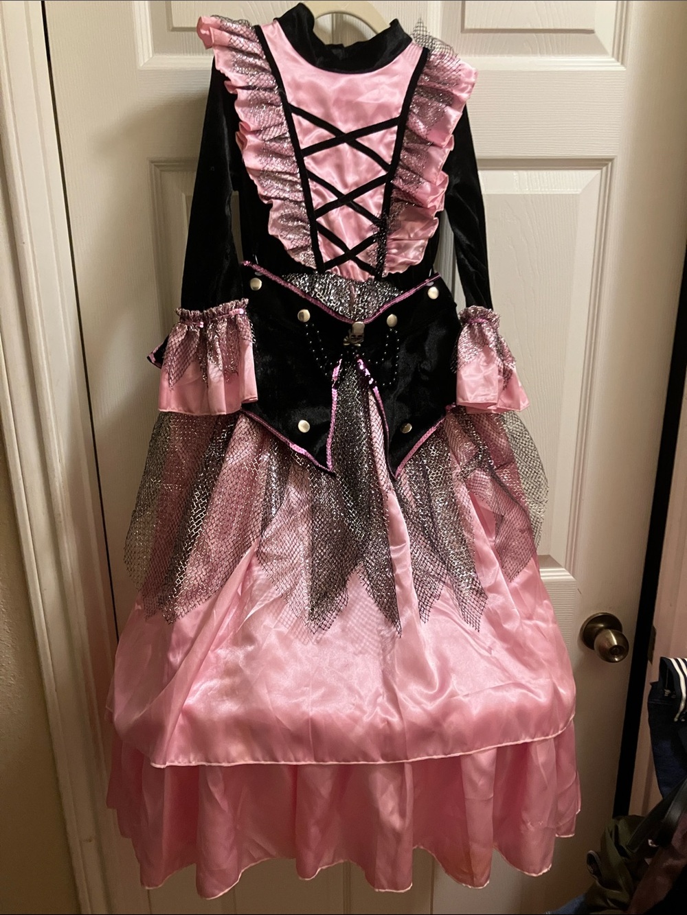 Girls Pink and Black Victorian Princess Halloween Costume Dress